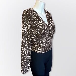 Japna Animal Print Button Front Top Medium